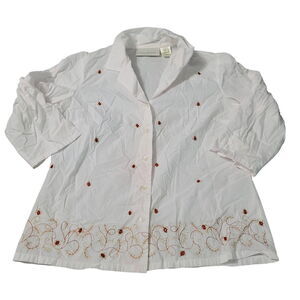 Susan Bristol Womens Button Up Blouse Multicolor Size Small 100% Cotton Collar